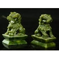 thumbnail image 6 of Rare Pair of 100% Chinese Natural Green Jade Hand  Statues fo Dogs and Lions, 6 of 13