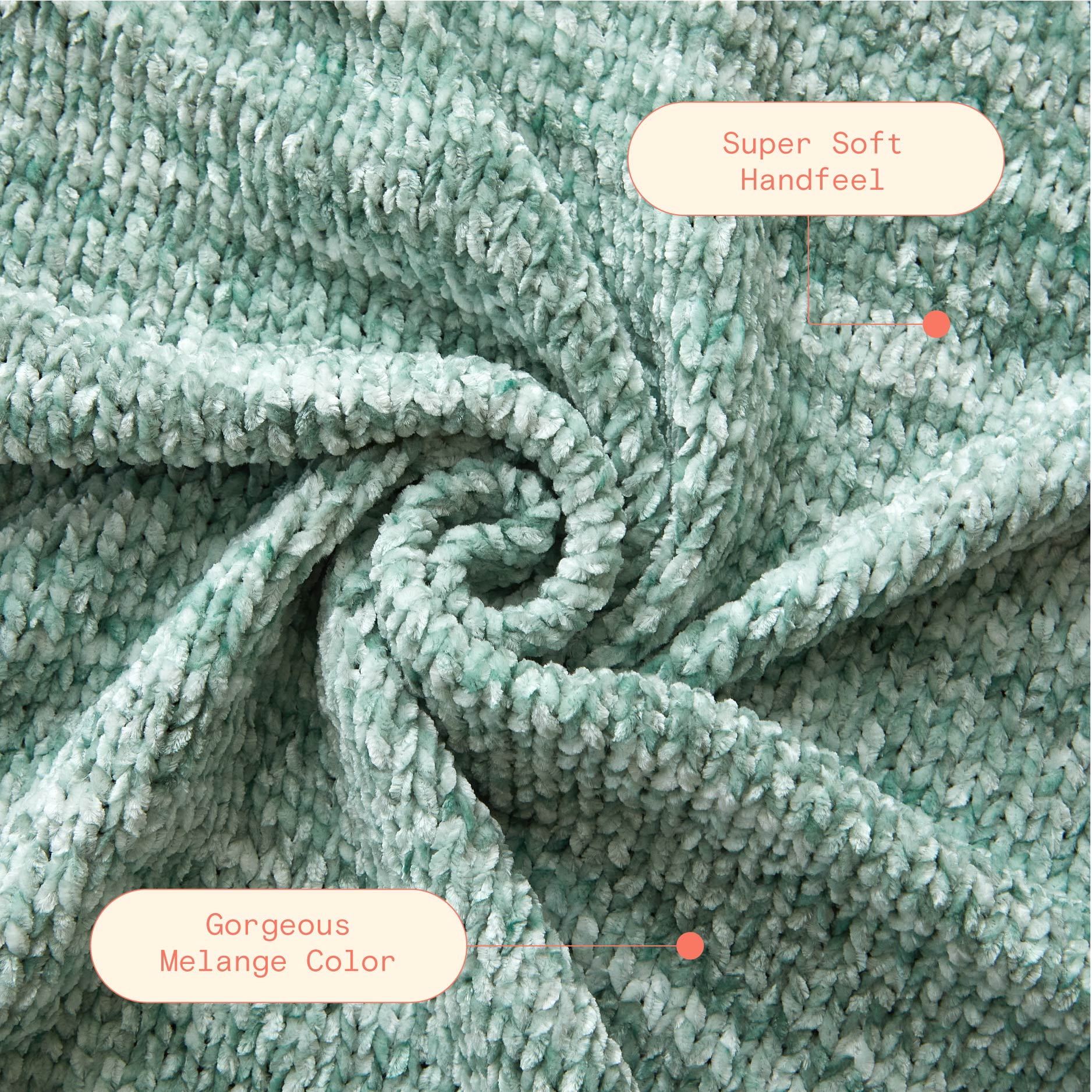 Beautiful 50"x 72" Green Melange Chenille Throw by Drew Barrymore