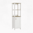 thumbnail image 3 of Hanover 4-Shelf Contemporary Linen Cabinet - Light Oak & White Manufactured Wood Bathroom Storage, 3 of 7