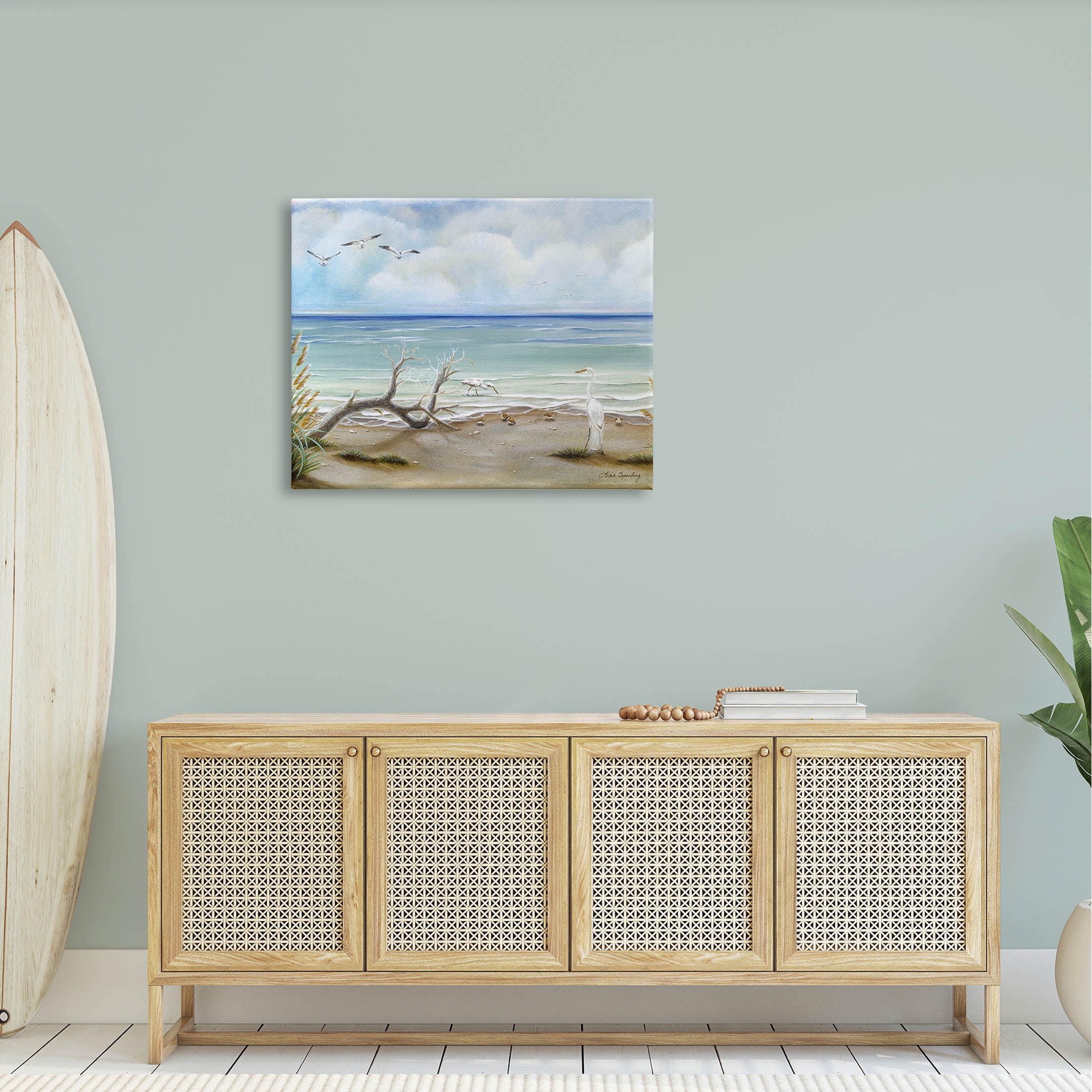 Beach Nature Nautical Landscape Coastal Painting Gallery Wrapped Canvas Print Wall Art