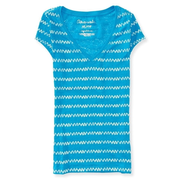 Aeropostale Sheer Burnout Camiseta gráfica para mujer, azul, extragrande Aeropostale Camiseta gráfica