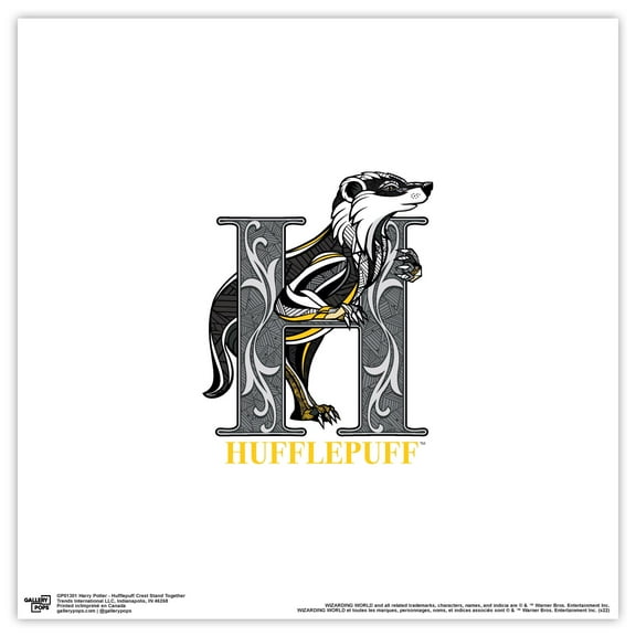 Gallery Pops Harry Potter - Hufflepuff Crest Stand Together Wall Art, Unframed Version, 12" x 12"