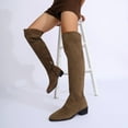 thumbnail image 5 of Gyexs Thigh High Boots for Women Wide Calf Low Heel Long Boots Pull on Pointed Toe Suede Boots with Side Zipper Coffee & Size 8, 5 of 9