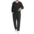 thumbnail image 2 of Herrnalise Men Scrubs Set — Stretch Long Sleeve V-Neck Scrub Top & Straight Pant with 4 Pockets, Ideal For Doctors, Nurses, Dentists And Healthcare Professionals Black, 2 of 7