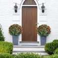 thumbnail image 1 of 23in artificial topiary flower con ground spike-2 pack of pe fake plants con metal stakes y rose flowers red para indoor y outdoor use, 1 of 8