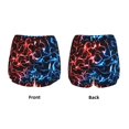 thumbnail image 3 of Balery Red And Blue Lightning Pantalones cortos deportivos para mujer con forro y dos bolsillos, elásticos, para entrenamiento, gimnasio, yoga-Large, 3 of 7