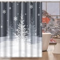 thumbnail image 2 of Christmas Shower Curtain, Gray Winter Christmas Trees Grey White Snowflake Waterproof Fabric Bathroom Shower Curtain Set with 12 Hooks 72"X72", 2 of 6