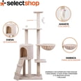thumbnail image 4 of Árbol TrepadorY Rascador para Gatos Torre De Actividades De Varios Niveles Castillo con Escaleras, Hamaca Cubiertas De Felpa Seguro Y Duradero De 136X43X33CM (Beige), 4 of 7