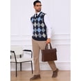 thumbnail image 2 of DARING DIVA Men's Casual Knit Sleeveless V-Neck Plaid Argyle Sweater Vest L Navy Blue, 2 of 7