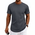 thumbnail image 6 of Betivan Men Crew Neck Tops Short Sleeves Solid Thin Breathable Casual Blouses Grunt Style Shirts for Men Breathable Daily Lounge Outdoor, 6 of 9