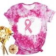 thumbnail image 4 of Lolmot Plus Size Tops for Women Casual Summer Breast Cancer Awareness Shirt Pink Ribbon Print Short Sleeve Crewneck Tops, 4 of 5
