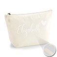 thumbnail image 4 of Personalized Name Initials & Heart Make Up Accessory Bag in Natural Colour Glitter or Flock Texture Print - White Flock - L Natural, 4 of 4