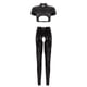 thumbnail image 3 of Conjunto de lencería Sexy de charol con aspecto mojado para mujer, sujetador con copa abierta recortada, Top corto con mallas de cintura alta sin entrepierna, pantalones ajustados, 3 of 5