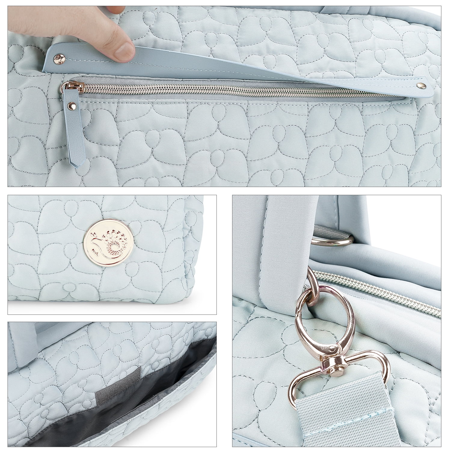 Sunyuer Diaper Bag Tote, Quilted Mommy Bag Function Large Capacity Maternity Bag with Shoulder Strap Wet Pocket