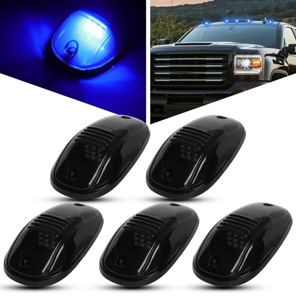 SCITOO 5x Cab Roof Running Lights Smoke Lens Cover Blue 12V 9LED Super Bright Waterproof Cab Marker Lights Fir For Dodge Ram 2500 3500 4500 2003-2017 for Truck SUV Pickup