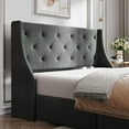 thumbnail image 3 of Amolife Full Size Upholstered Platform Bed Frame with 4 Storage Drawers & Fabric Tufted Wingback Headboard, Dark Gray, 3 of 9
