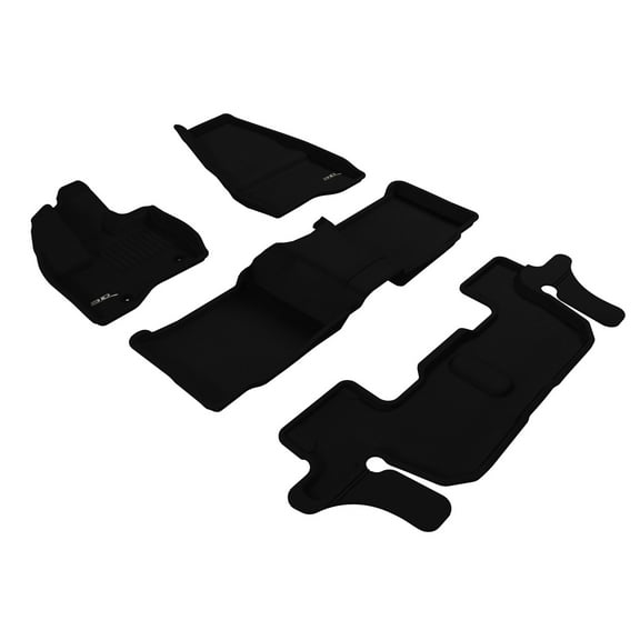 3D MAXpider Custom Fit Kagu Floor Mat (Black) Compatible with Ford Explorer 2011-2014 (w/Bench 2nd Row) - Full Set