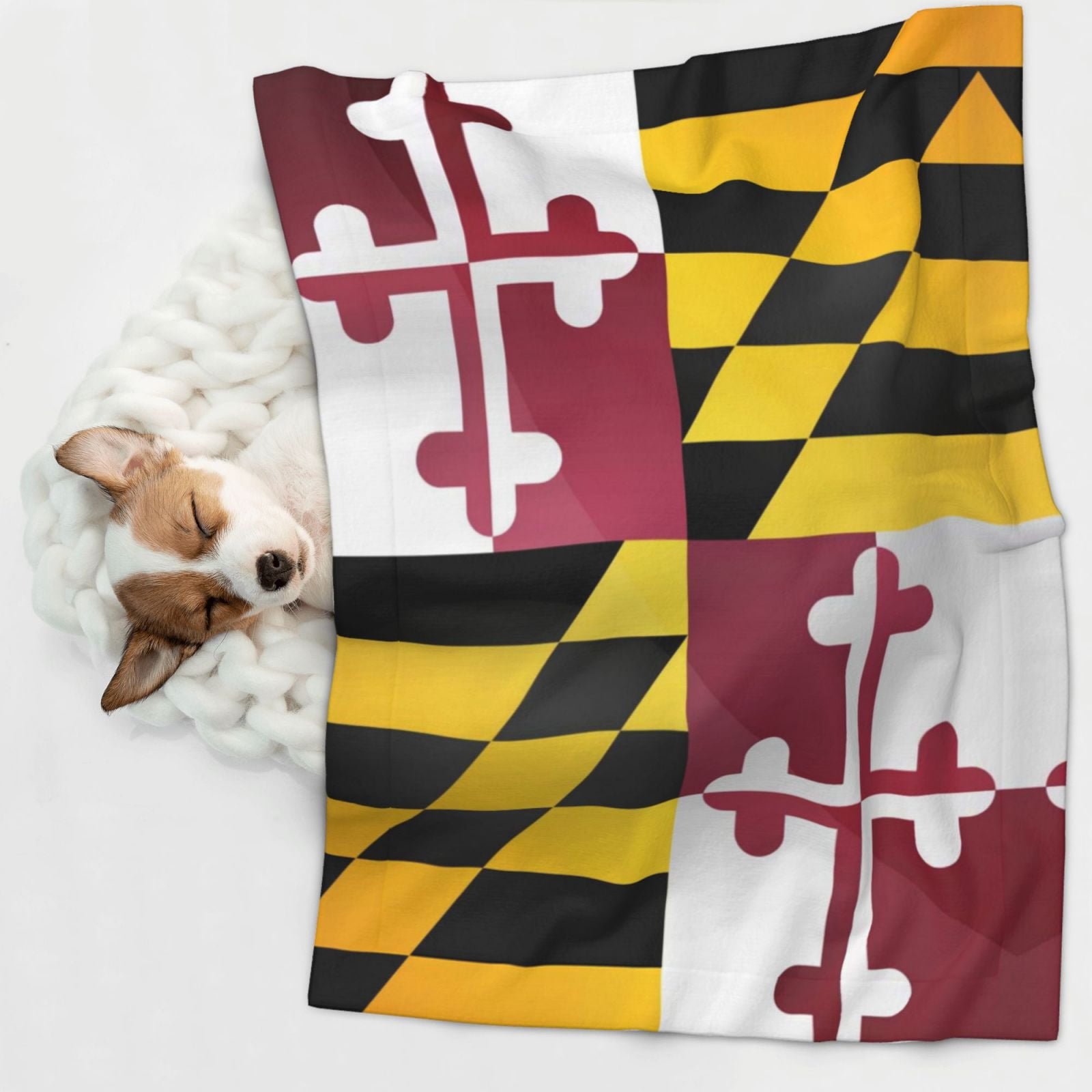 Flannel Throw Dog Blanket Flag Of Maryland Soft Warm Print Pet Blankets for Small Dog Cat Puppy