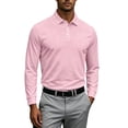 thumbnail image 5 of Sewkxo Men's Polo Shirts Long Sleeve Golf Polo Shirts for Men Breathable Polos Casual Collared Shirts,Pink S, 5 of 7
