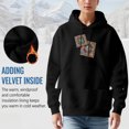 thumbnail image 4 of Women's Long Sleeve Hoodie Pullover with Pockets - Black with Colorful Geometric Pattern & Symmetrical Design Relaxed Fit, 4 of 7