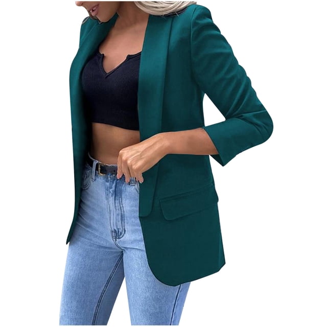 Cardigan pour Femmes Léger Mode Femmes Uni Tailleur pour Dames Col Rabattu Cardigan Manteau de Tailleur Décontracté
