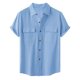 thumbnail image 1 of Hombres Casual Botones Sólidos Playa Doble Bolsillo Turndown Camisa De Manga Corta Blusa Pompotops oipoqjl48362, 1 of 8