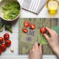 thumbnail image 3 of Live Laugh Love Cutting Board, Inspirational Wisdom Notes Perks on Wooden Board Rustic Background Image, Decorative Tempered Glass Cutting and Serving Board, Large Size, Multicolor, by Ambesonne, 3 of 5