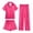 Soild Color-Z08 Hot Pink, variant on Mifsaly Kids Girls Pajama Set 3 Piece Soild Color Silk Satin Pjs Matching Outfits Button Down Sleep Shirts with Ruffle Trim Shorts and Fit Lounge Pants