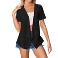 thumbnail image 2 of Aligament Womens Lightweight Cardigan 2024 Summer Short Sleeve Cardigans Open Front Beach Coverup Kimono Cardigan Black L, 2 of 6