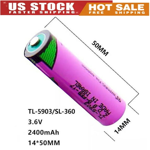 (1-Pack) 3.6V 2400mAh TL-5903 AA Lithium Battery for Tadiran TL-5903 SL-360 S7-400 ER14505 TL-2100 6ES7971-0BA00, for Siemens S7-400 PLC Machine, CNC Machine