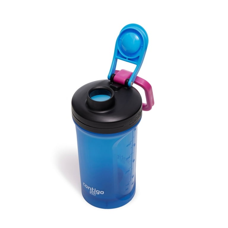 Contigo Fit Plastic Shake & Go 2.0 Shaker Bottle, Blue Poppy, 20