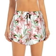 thumbnail image 2 of Balery Lilies Flowers Pattern Women's Running Shorts with Liner 2 Pockets Elastic Workout Athletic Gym Yoga Shorts-Small, 2 of 7