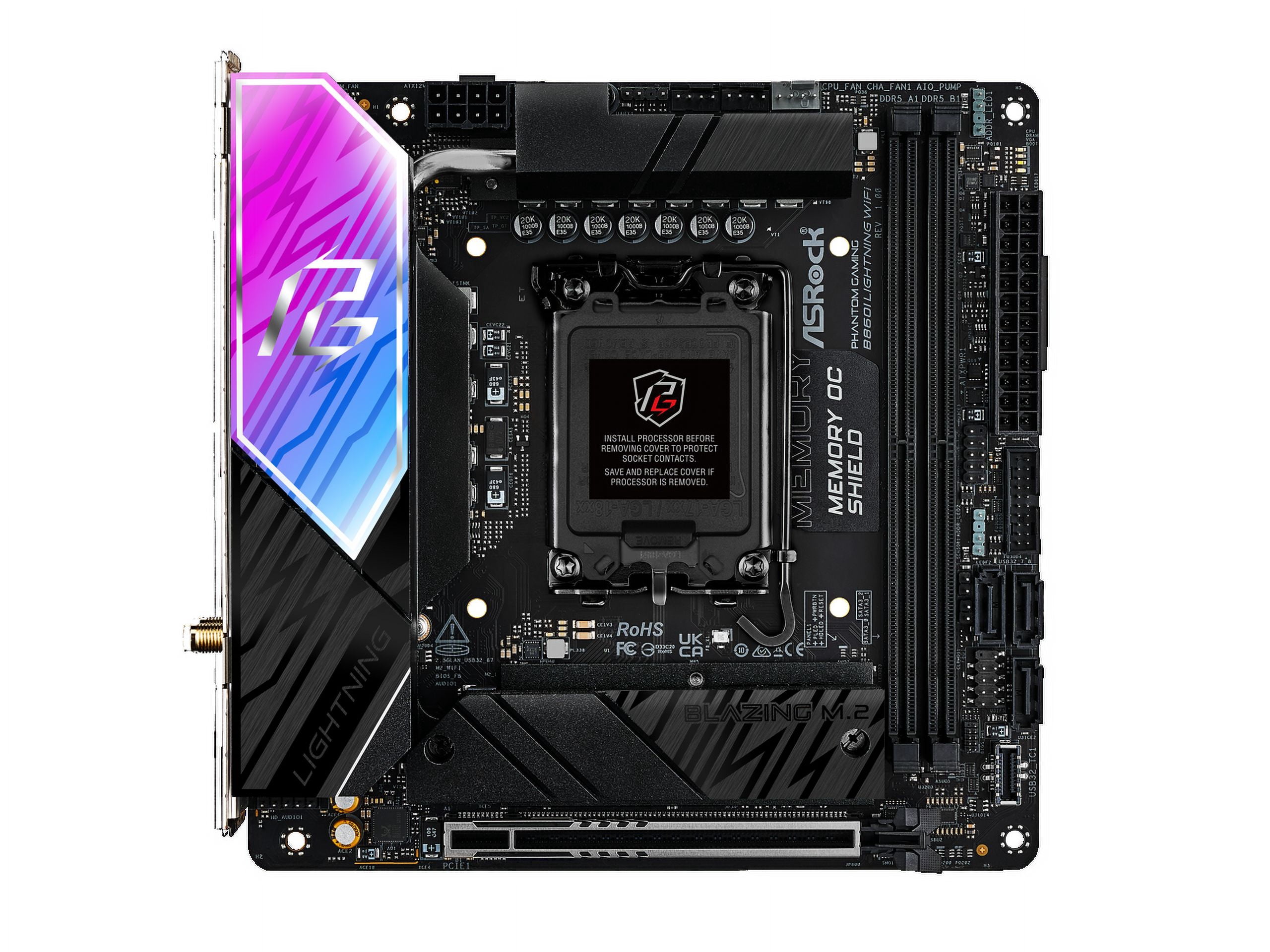 ASRock B860I Lightning WiFi LGA 1851 Intel B860 SATA 6Gb/s Intel Core Ultra DDR5 Mini ITX Motherboard