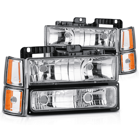 Magshion 8 Piece Headlights Assembly for 1994-1999 GMC C1500/K1500 Yukon, 1994-1999 GMC C1500/C2500/K1500/K2500 Suburban, 1994-2000 GMC C2500/C3500/K2500/K3500