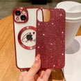 thumbnail image 2 of Compatible with iPhone 14 Magnetic Glitter Case-6.1 Inch, Luxury Love Heart Pattern Plating Clear Case, Compatible with MagSafe for Women Girls Shockproof Back Cover-Red, 2 of 14