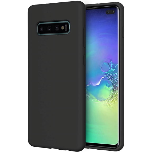 Galaxy S10 Plus Case,Liquid Silicone Dual Layer Hybrid Hard PC& Soft Silicone, Gel Rubber Bumper Slim Fit Shockproof Protective Phone Case, Phone Cover for Samsung Galaxy S10 Plus - Black