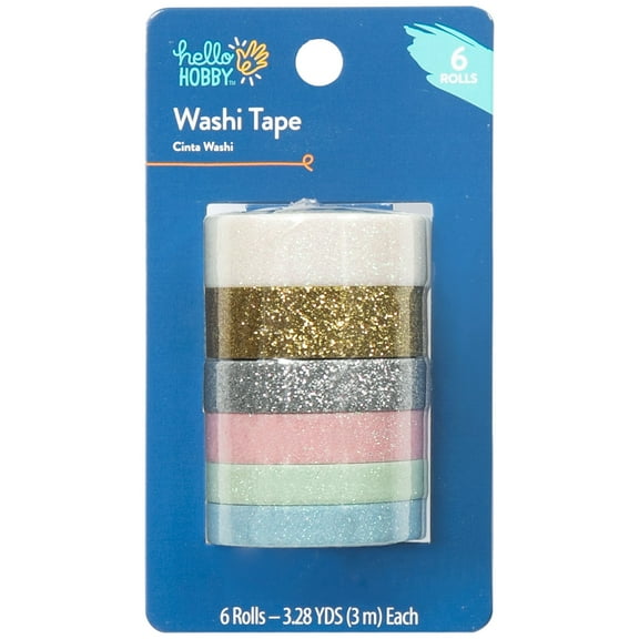 Hello Hobby Glitter Washi Tape, 6 Rolls