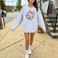 thumbnail image 2 of Disco Volleyball Sweatshirt for Women and Teens Girly Pink Coquette Bow Volleyball Sweater Gray Sweatshirt Adult Large, 2 of 4