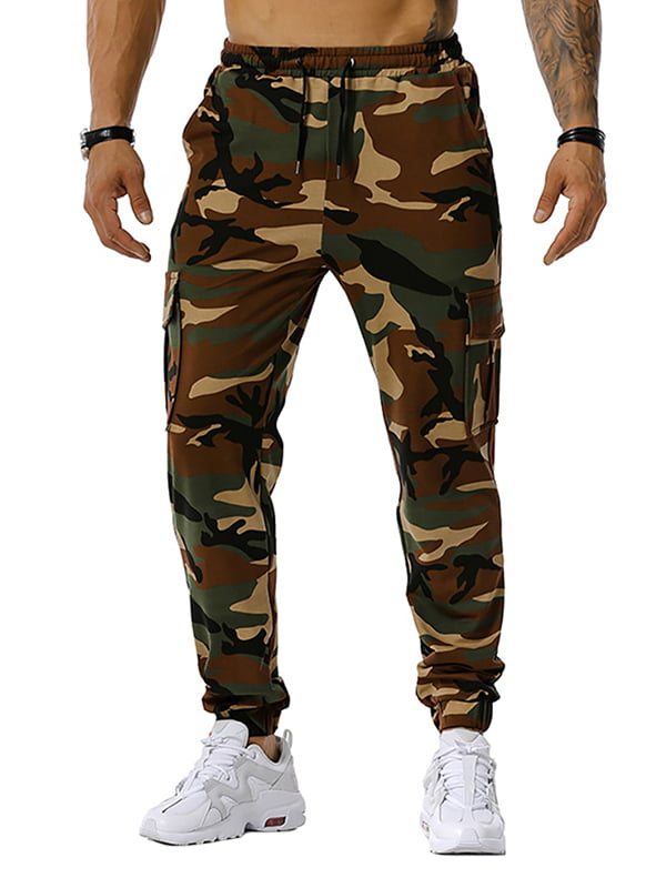 Men's Camo Cargo Combat Army Camouflage Sport Pants Joggers Sweatpants Trousers 