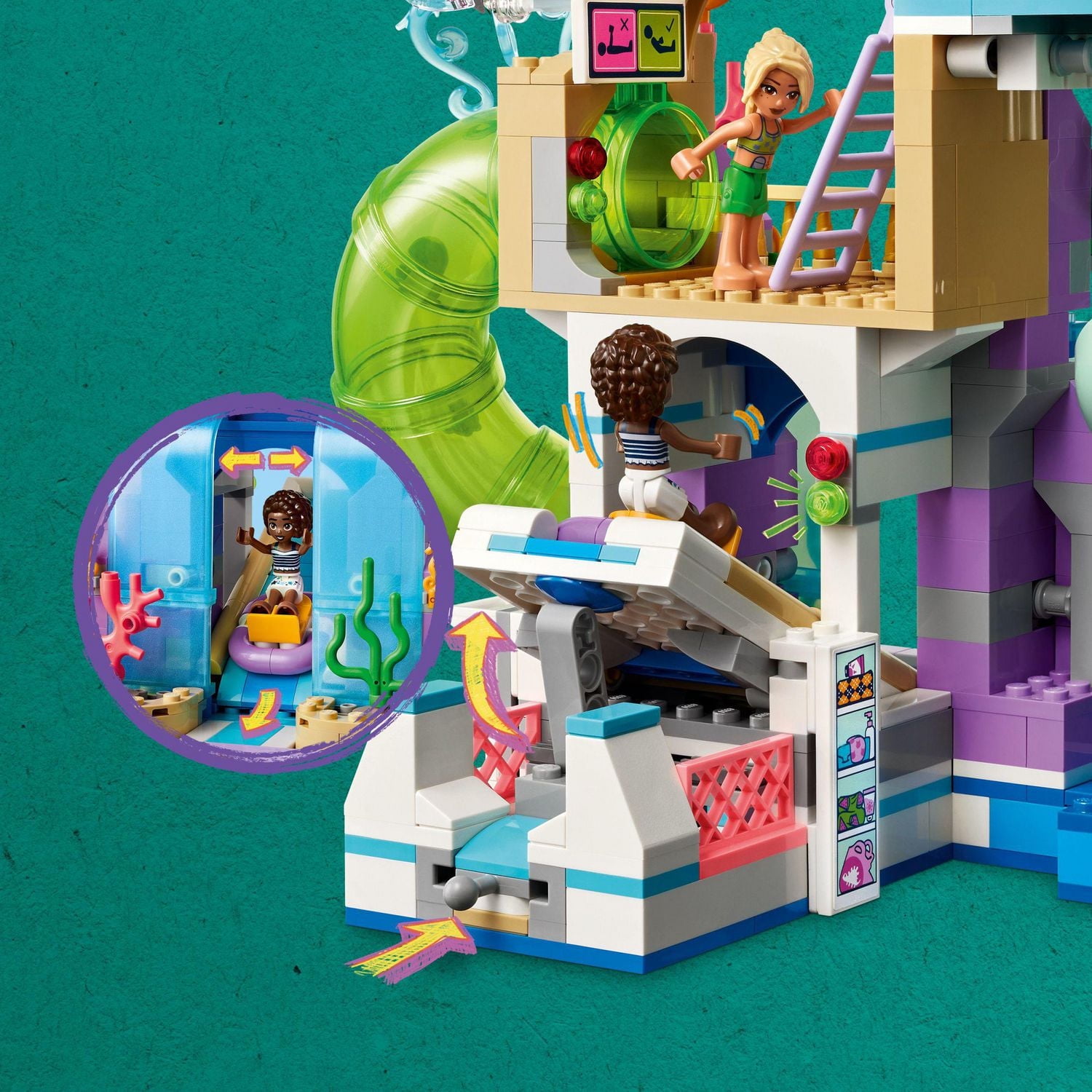 LEGO Friends Heartlake City Water Park Summer Toy Building Set for Kids, Creative Play for Girls and Boys Ages 8 Years and Up, Includes 3 Mini Dolls, a Micro Doll, 3 Water Slides and Whirlpool, 42630