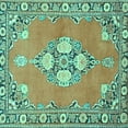thumbnail image 1 of Ahgly Company Machine Washable Indoor Square Persian Turquoise Blue Traditional Area Rugs, 5' Square, 1 of 4