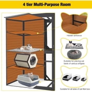Aivituvin Large Cat Catio 4 Tiers Cat Enclosures House for Outdoor Indoor Cats with Weatherproof Roof, 3 Resting Rooms, 3 Platforms, 5 Windows 70 H 77 L