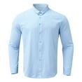 thumbnail image 7 of MNCEKFOD Mens Shirt Summer 2025 Casual Turn Down Shirt Long Sleeve Button Up Slim Fit Classic Fit Mens Tee Shirt Light blue L, 7 of 7