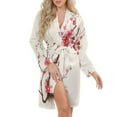 thumbnail image 5 of Japanese Cherry Tree Night Robe Long Sleeve V Neck Robe With Belt Women's Sleepwear Dresses, 5 of 9