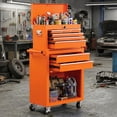 thumbnail image 2 of 8-Drawer Rolling Tool Chest and Cabinet, Stainless Steel Tool Box with Brake Wheels and 8 Drawers, Orange Detachable Tool Cart, Orange, 2 of 7