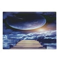 thumbnail image 1 of Outer Space Cutting Board, Watching a Meteor Rain from a Wooden Dock Under the Sun Rays Image, Decorative Tempered Glass Cutting and Serving Board, Large Size, Orange Indigo Brown, by Ambesonne, 1 of 1