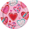 7" Bright Hearts Valentine's Day Paper Dessert Plates, 8ct