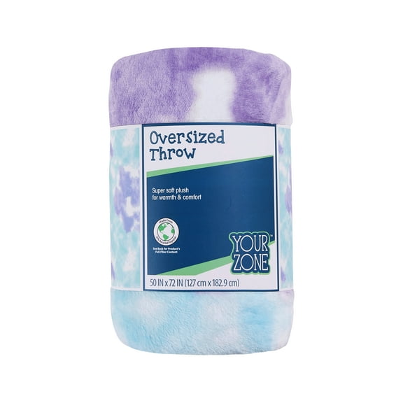 Your Zone, Multicolor Tie Dye XL Oversized Throw Blanket, 72 x 50 inches, Great for Kids Bedroom, Super Soft and Cozy