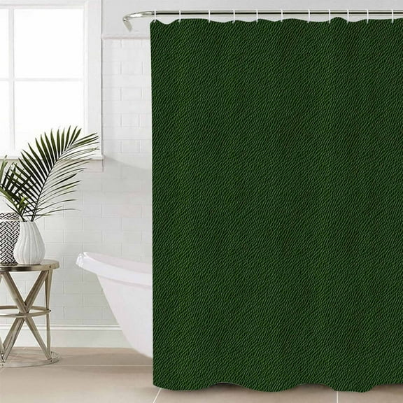 Solid Dark Green Waterproof Fabric Shower Curtain, Retro Minimalism Abstract Denim Texture Shower Curtain for Bathroom Curtains Bathtubs Hotel Washable Shower Curtains with 12 Hooks Small 36x72in