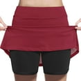 thumbnail image 2 of ZQUUVOU Girls Color Block Skort Faux 2 Piece A Line Tennis Skirts High Waist Loose Athletic Skirt Street Style Play Burgundy, 2 of 7